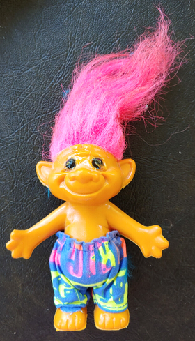 1991 Acme Troll Doll-Pink Hair Multi-Color Pants- 4