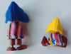 Wooden Folk Art Dolls Woven Cloth Ponchos -Argentina Set Of 2 Pre-Owned