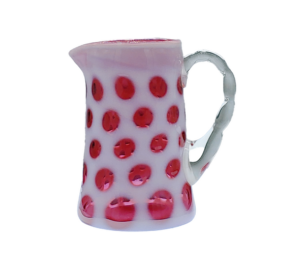 Fenton COIN DOT CRANBERRY OPALESCENT CREAMER #1461-4