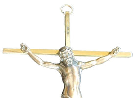 Vintage Brass Crucifix Jesus Christ On Cross INRI-Wall Hanging 10