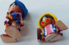 Wooden Folk Art Dolls Woven Cloth Ponchos -Argentina Set Of 2 Pre-Owned