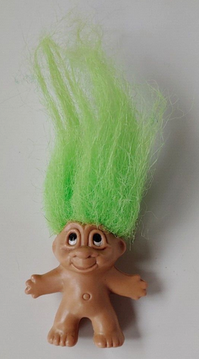 1989 DAM Troll Pencil Topper Mini-1.25”-Green Hair -Pre Owed