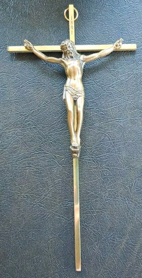 Vintage Brass Crucifix Jesus Christ On Cross INRI-Wall Hanging 10