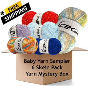 Baby Yarn Mystery Box Sampler - Free Shipping-Pack of 6 Skeins