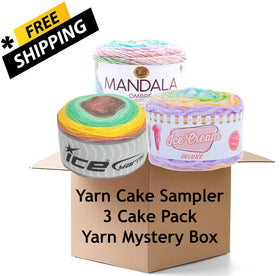 Cake Yarn Mystery Box Sampler - Free Shipping-Pack of 3 Yarn Cakes