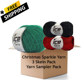 Sparkle Christmas Yarn Mystery Box Sampler - Free Shipping-Pack of 3 Skeins