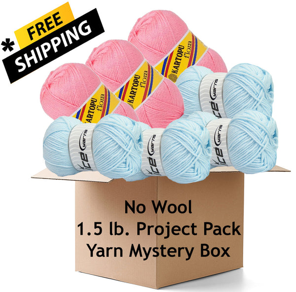 Yarn Mystery Box-1.5 Pounds of Yarn -Free Shipping-No Wool Project Pack