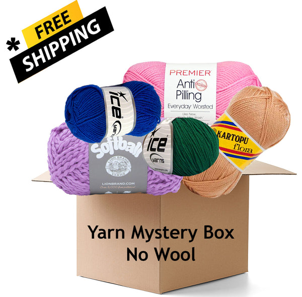 Yarn Mystery Box-No Wool-6 Skein Sampler-Free Shipping