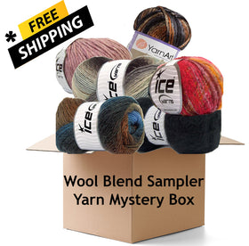 Wool Blend Yarn Mystery Box- Sampler Pack of 6 Skeins-Free Shipping