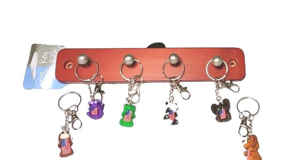 Family Car Key Rack Hanging Organizer Kit #1 With 6 Animal Clip On Key Rings New