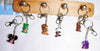 Family Car Key Rack Hanging Organizer Kit #1 With 6 Animal Clip On Key Rings New