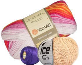 Baby Yarn Mystery Box Sampler - Free Shipping-Pack of 3 Skeins