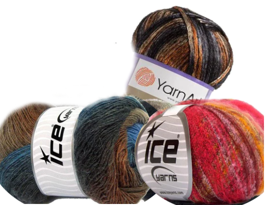 Wool Blend Yarn Mystery Box Sampler Pack of 3 Skeins-Free Shipping